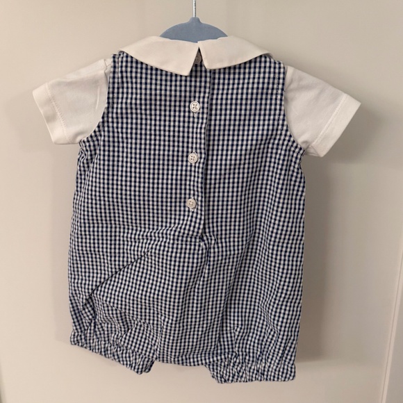 Trotters London Blue Gingham Jasper Guardsman Romper 1-3M NWT - Picture 5 of 7